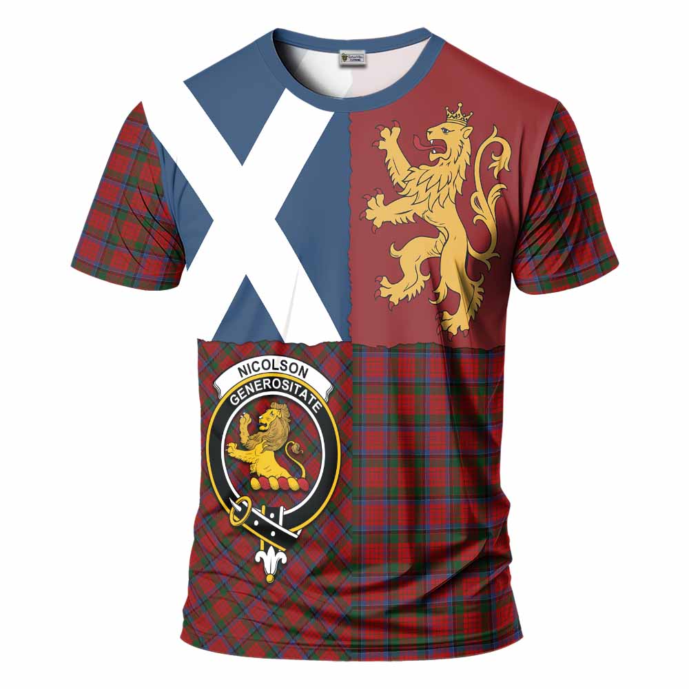 Nicolson Crest Tartan T-Shirt with Lion Rampant Saltire Style