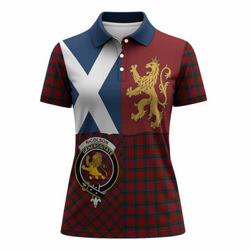 Nicolson Crest Tartan Women Polo Shirt with Lion Rampant Saltire Style
