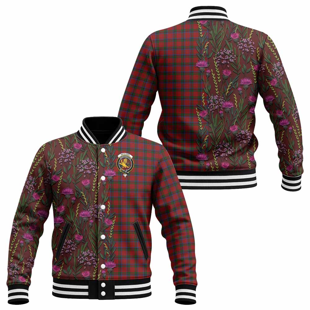 Nicolson Family Crest Tartan Baseball Jacket Scottish Thistle Flower Pattern Half Style - Tartan Vibes Clothing