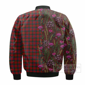 Nicolson Family Crest Tartan Bomber Jacket Scottish Thistle Flower Pattern Half Style