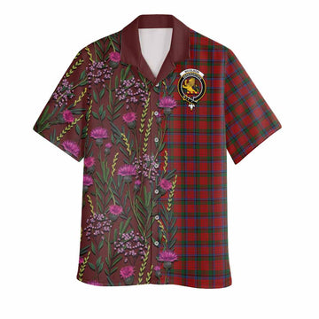 Nicolson Family Crest Tartan Hawaiian Shirt Scottish Thistle Flower Pattern Half Style