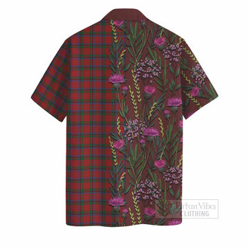 Nicolson Family Crest Tartan Hawaiian Shirt Scottish Thistle Flower Pattern Half Style