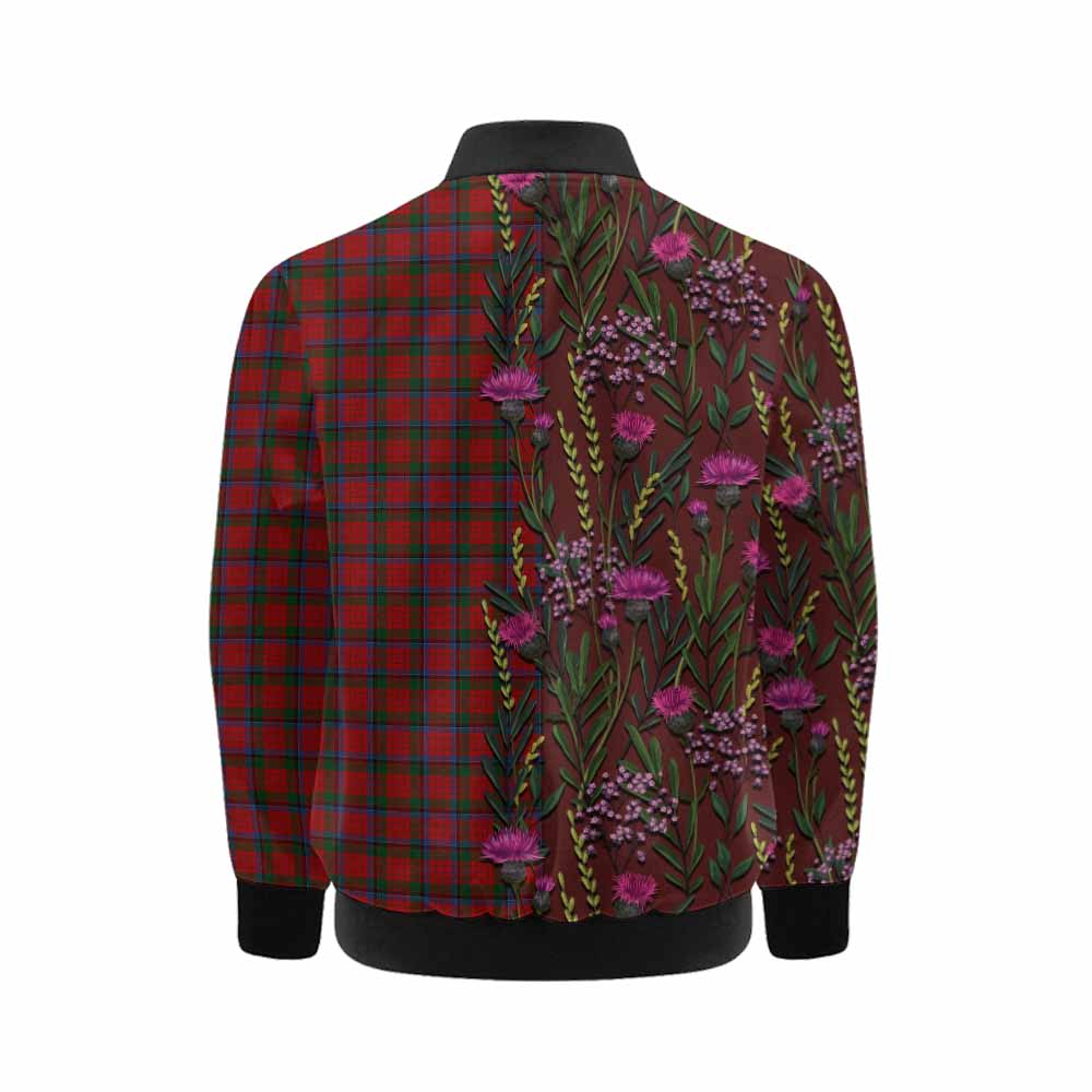 Nicolson Family Crest Tartan Kid Bomber Jacket Scottish Thistle Flower Pattern Half Style - Tartan Vibes Clothing