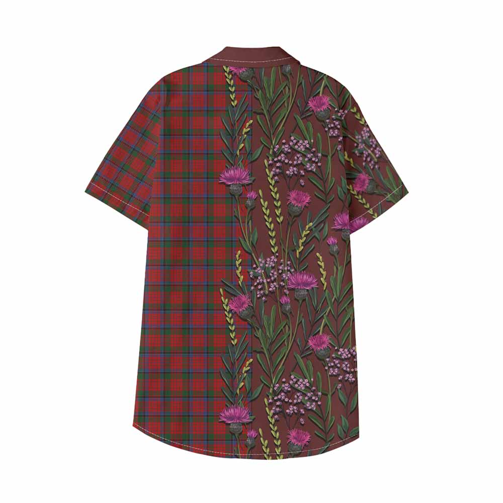 Nicolson Family Crest Tartan Kid Hawaiian Shirt Scottish Thistle Flower Pattern Half Style - Tartan Vibes Clothing