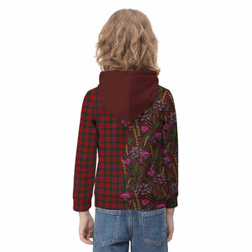 Nicolson Family Crest Tartan Kid Hoodie Scottish Thistle Flower Pattern Half Style