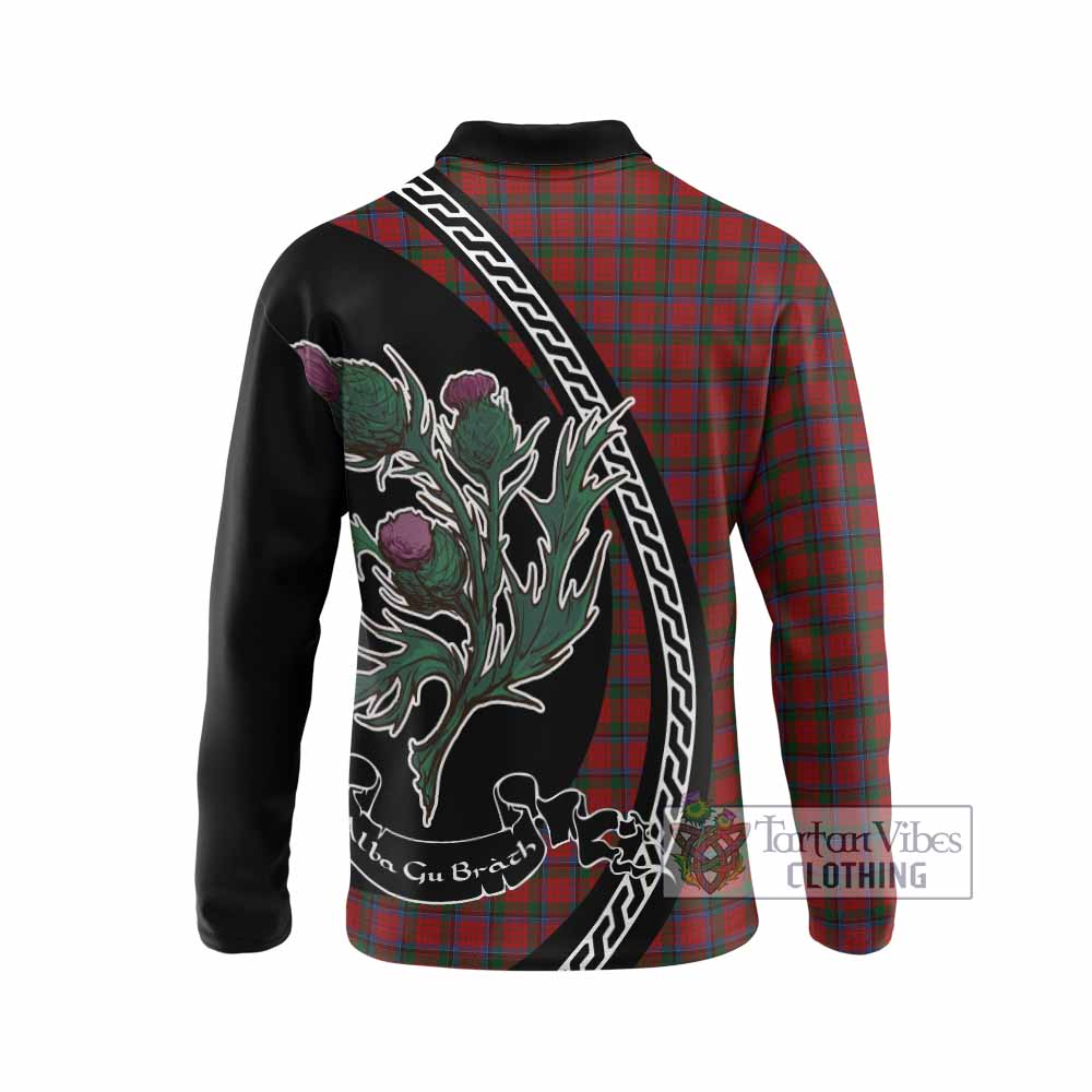Nicolson Family Crest Tartan Long Sleeve Polo Shirt Alba Thistle Inspired - Tartan Vibes Clothing
