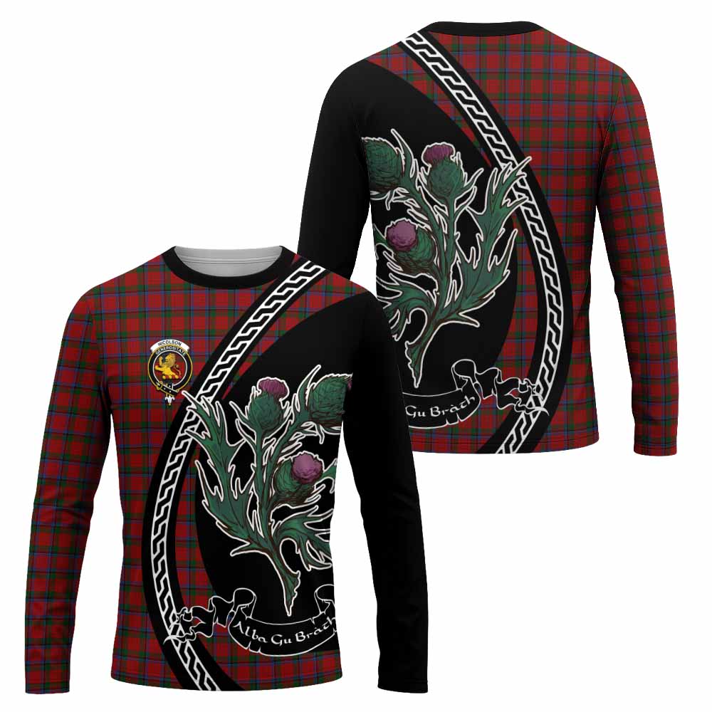Nicolson Family Crest Tartan Long Sleeve T-Shirt Alba Thistle Inspired - Tartan Vibes Clothing