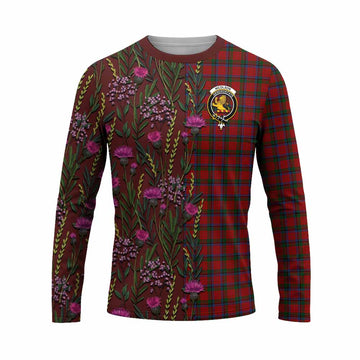 Nicolson Family Crest Tartan Long Sleeve T-Shirt Scottish Thistle Flower Pattern Half Style - Tartan Vibes Clothing