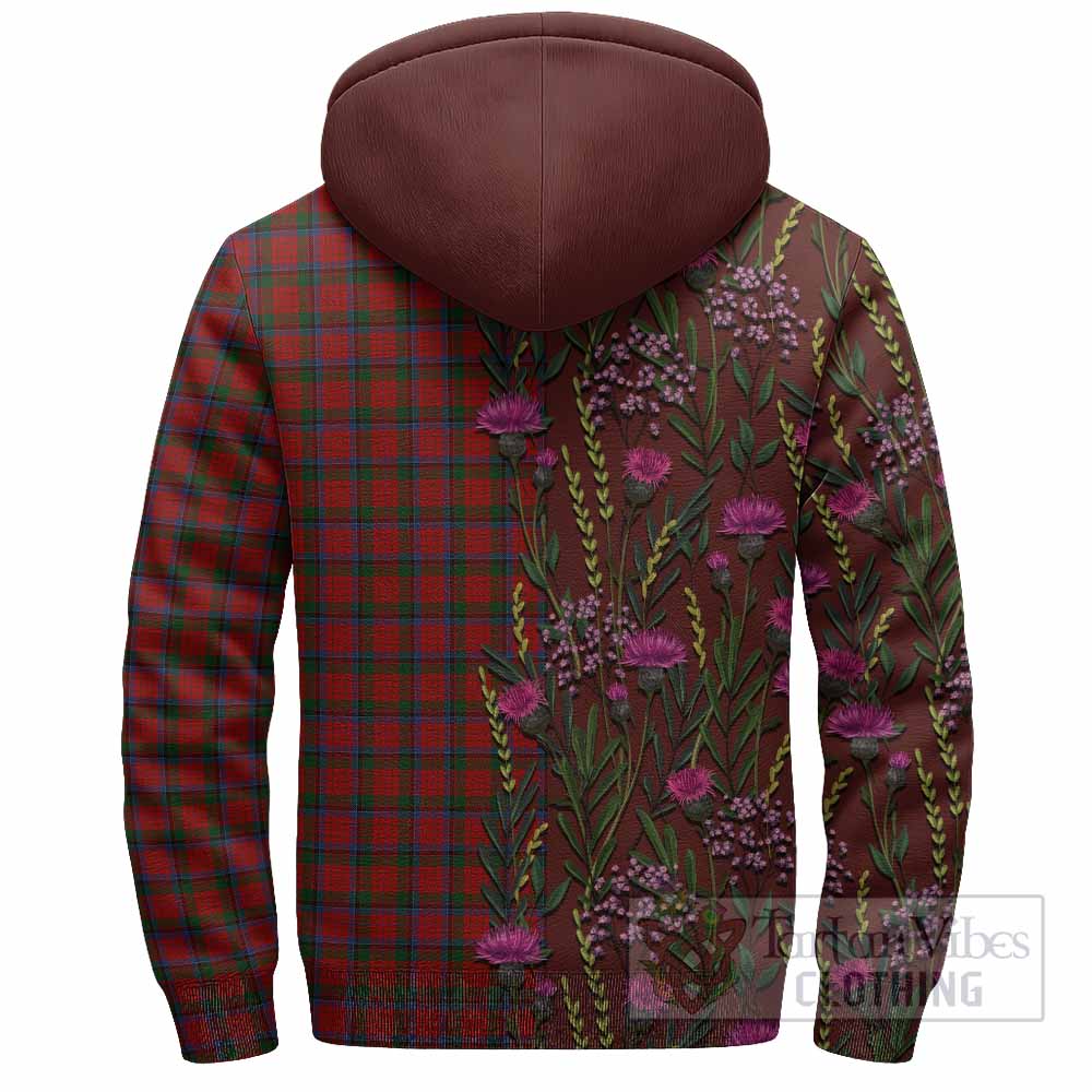 Nicolson Family Crest Tartan Sherpa Hoodie Scottish Thistle Flower Pattern Half Style - Tartan Vibes Clothing