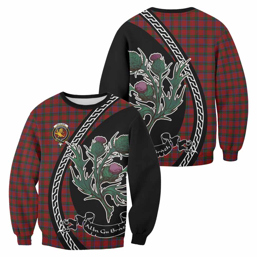 Nicolson Family Crest Tartan Sweatshirt Alba Thistle Inspired - Tartan Vibes Clothing