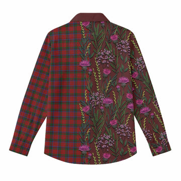 Nicolson Family Crest Tartan Women Casual Shirt Scottish Thistle Flower Pattern Half Style - Tartan Vibes Clothing