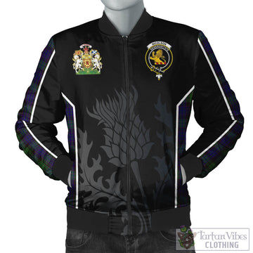 Nicolson Green Hunting Tartan Bomber Jacket with Family Crest and Scottish Thistle Vibes Sport Style