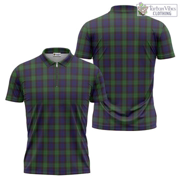 Nicolson Green Hunting Tartan Zipper Polo Shirt