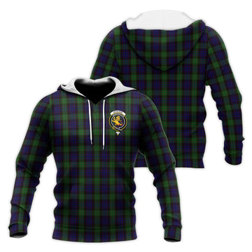 Nicolson Green Hunting Tartan Knitted Hoodie with Family Crest