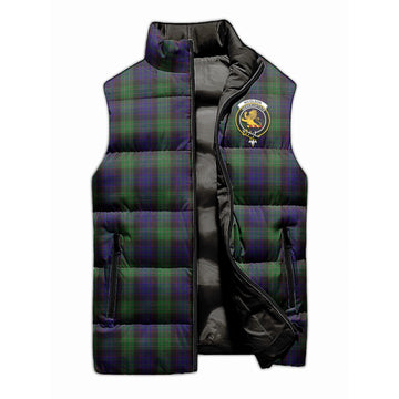 Nicolson Green Hunting Tartan Sleeveless Puffer Jacket with Family Crest