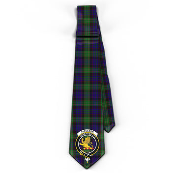 Nicolson Green Hunting Tartan Classic Necktie with Family Crest