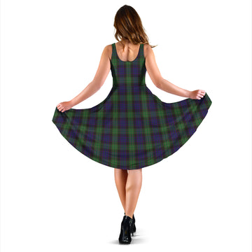Nicolson Green Hunting Tartan Sleeveless Midi Womens Dress
