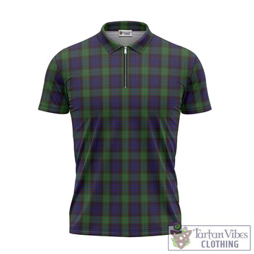 Nicolson Green Hunting Tartan Zipper Polo Shirt