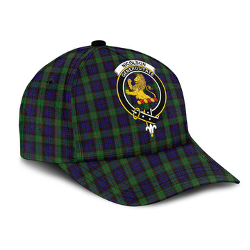 Nicolson Green Hunting Tartan Classic Cap with Family Crest