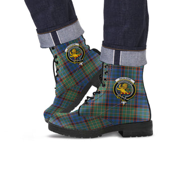 Nicolson Hunting Ancient Tartan Leather Boots with Family Crest