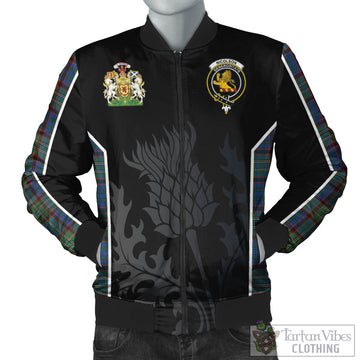 Nicolson Hunting Ancient Tartan Bomber Jacket with Family Crest and Scottish Thistle Vibes Sport Style