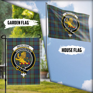 Nicolson Hunting Ancient Tartan Flag with Family Crest