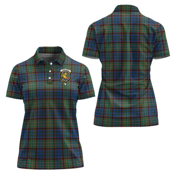 Nicolson Hunting Ancient Tartan Polo Shirt with Family Crest For Women