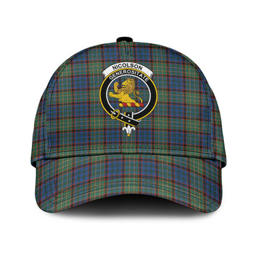 Nicolson Hunting Ancient Tartan Classic Cap with Family Crest