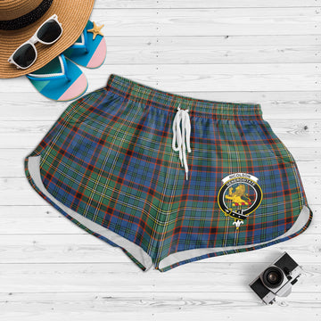 Nicolson Hunting Ancient Tartan Womens Shorts with Family Crest