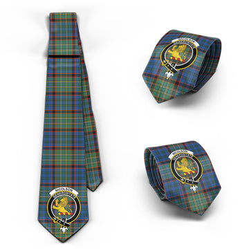 Nicolson Hunting Ancient Tartan Classic Necktie with Family Crest