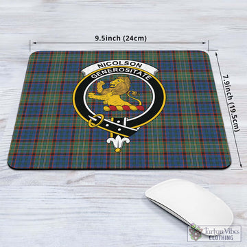 Nicolson Hunting Ancient Tartan Mouse Pad with Family Crest