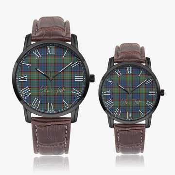 Nicolson Hunting Ancient Tartan Personalized Your Text Leather Trap Quartz Watch