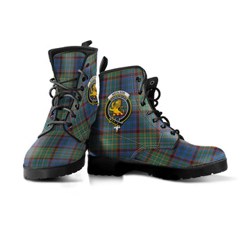 Nicolson Hunting Ancient Tartan Leather Boots with Family Crest