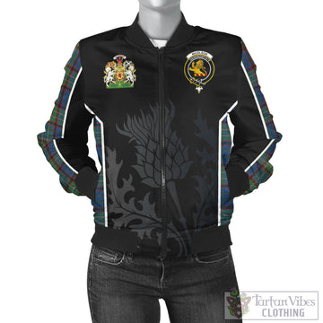 Nicolson Hunting Ancient Tartan Bomber Jacket with Family Crest and Scottish Thistle Vibes Sport Style