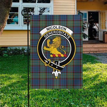 Nicolson Hunting Ancient Tartan Flag with Family Crest