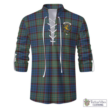 Nicolson Hunting Ancient Tartan Men's Scottish Traditional Jacobite Ghillie Kilt Shirt with Family Crest