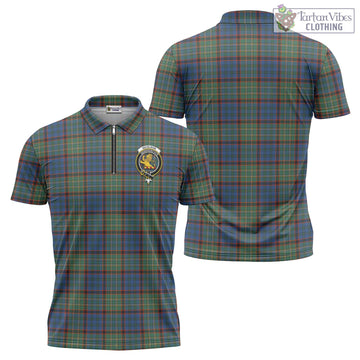 Nicolson Hunting Ancient Tartan Zipper Polo Shirt with Family Crest
