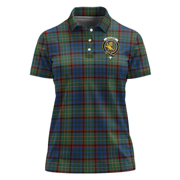 Nicolson Hunting Ancient Tartan Polo Shirt with Family Crest For Women