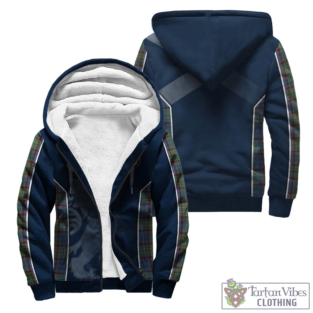 Tartan Vibes Clothing Nicolson Hunting Ancient Tartan Sherpa Hoodie with Family Crest and Lion Rampant Vibes Sport Style