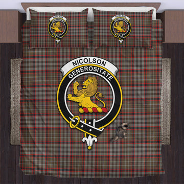 Nicolson Hunting Weathered Tartan Bedding Set with Family Crest