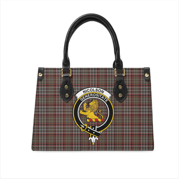 Nicolson Hunting Weathered Tartan Leather Bag with Family Crest