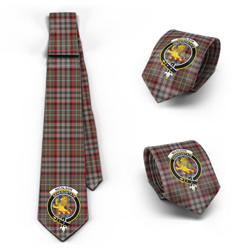 Nicolson Hunting Weathered Tartan Classic Necktie with Family Crest