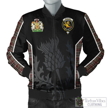 Nicolson Hunting Weathered Tartan Bomber Jacket with Family Crest and Scottish Thistle Vibes Sport Style