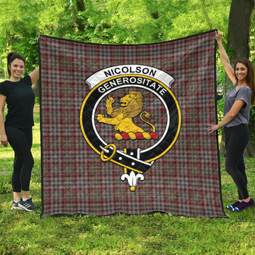 Nicolson Hunting Weathered Tartan Quilt with Family Crest
