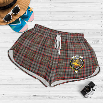 Nicolson Hunting Weathered Tartan Womens Shorts with Family Crest