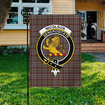 Nicolson Hunting Weathered Tartan Flag with Family Crest
