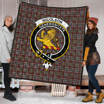 Nicolson Hunting Weathered Tartan Quilt with Family Crest