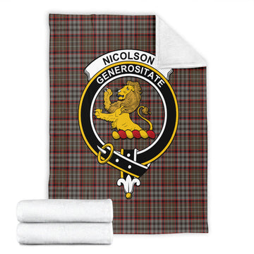 Nicolson Hunting Weathered Tartan Blanket with Family Crest