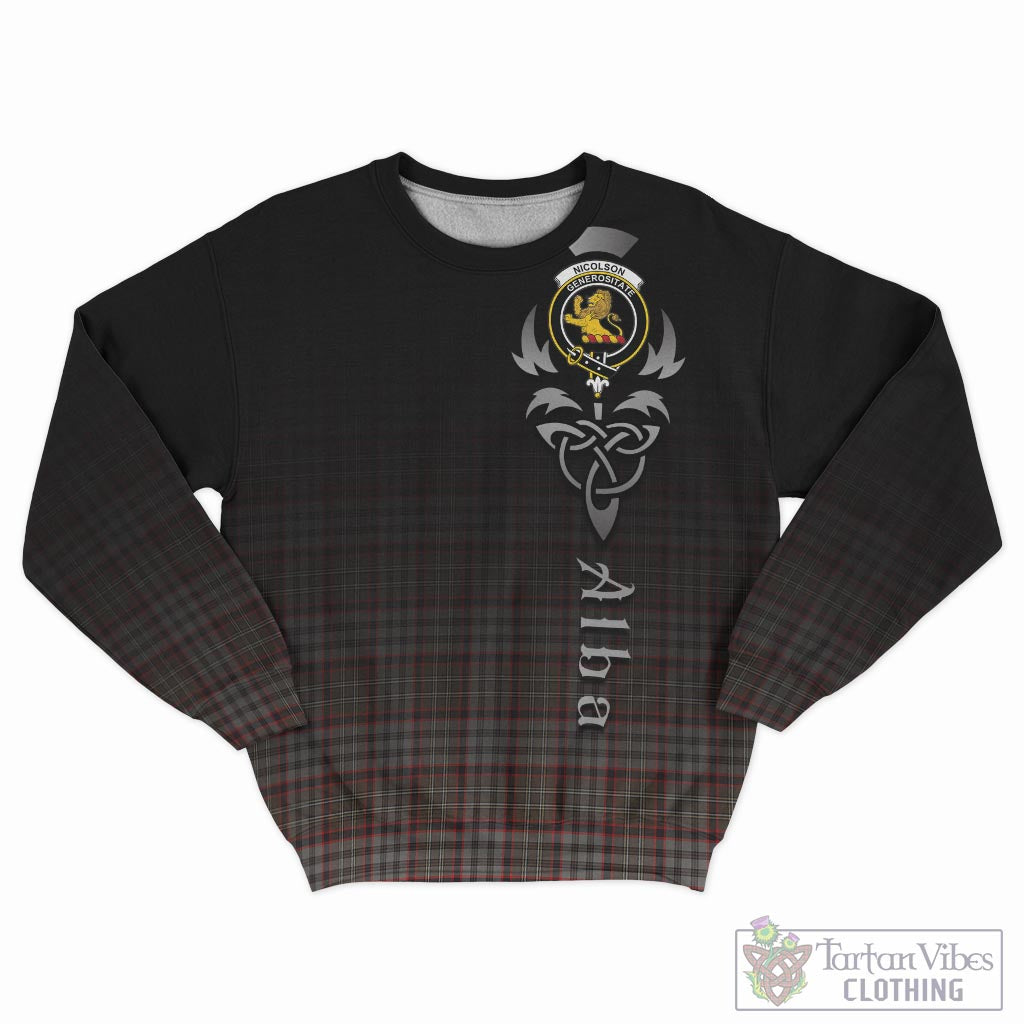 Tartan Vibes Clothing Nicolson Hunting Weathered Tartan Sweatshirt Featuring Alba Gu Brath Family Crest Celtic Inspired