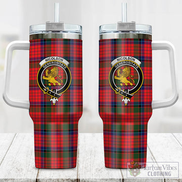 Nicolson Modern Tartan and Family Crest Tumbler with Handle
